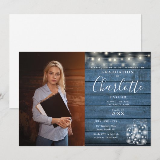 Invitation Feux à cordes de bois rustique (Devant / Derrière)