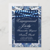 Invitation Feux à cordes Fiançailles élégant bleu (Devant)