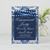 Invitation Feux à cordes Fiançailles élégant bleu (Debout devant)