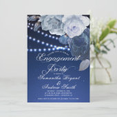 Invitation Feux à cordes Fiançailles élégant bleu (Debout devant)