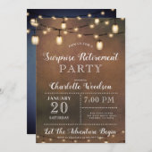 Invitation Feux à cordes rustiques Parti de retraite surprise (Devant / Derrière)