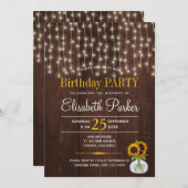 Invitation Feux à cordes tournesols fête d'anniversaire rusti (Devant / Derrière)