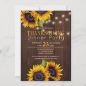 Invitation Feux à cordes tournesols fête de grâces rustique (Devant)