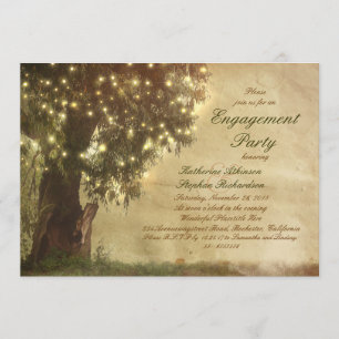 Invitation Feux à cordes vieux arbre partie d'engagement rust