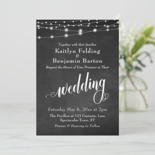 Invitation Feux Chalkboard String, Mariage de typographie (Debout devant)