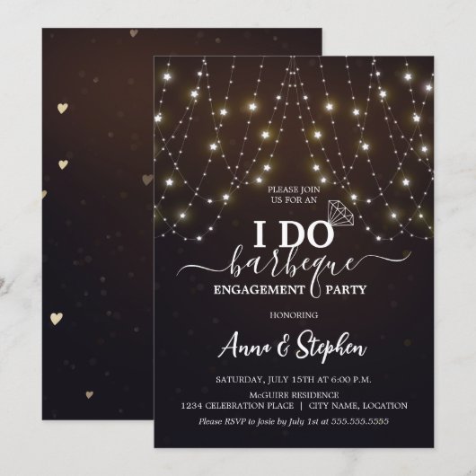 Invitation Feux d'allumage Je fais BBQ Engagement Party (Devant / Derrière)