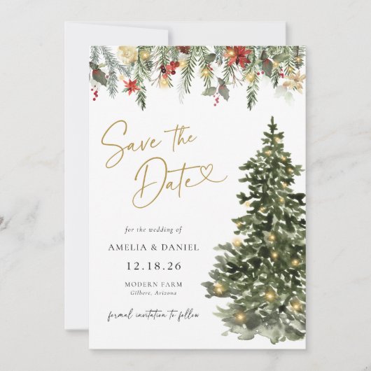 Invitation Feux d'Arbre de Noël Enregistrer la date Invitatio (Devant)