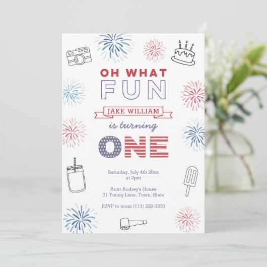Invitation Feux d'artifice 4 juillet 1er anniversaire (Debout devant)