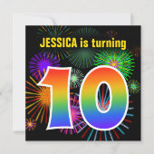 Invitation Feux d'artifice d'amusement + Motif "10" (Devant)