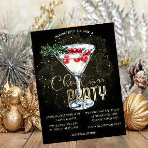 Invitation Feux d'artifice de cocktail de Noël Société de Noë