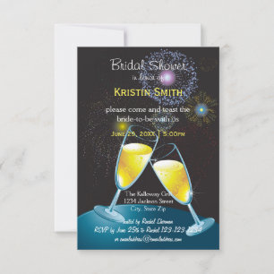 Invitation Feux d'artifice de verres à champagne - 3x5 Baby S