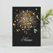 Invitation Feux d'artifice dorés et célébration de confettis (Debout devant)