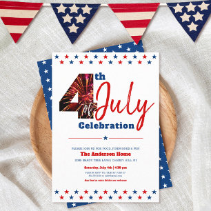 Invitation Feux d'artifice gras du 4 juillet USA Patriotique