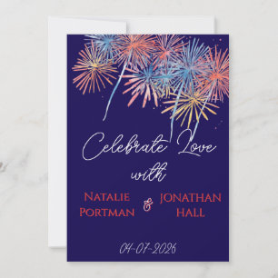 Invitation Feux d'artifice patriotiques élégants Mariage du