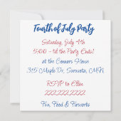 Invitation Feux d'artifice | Quatre juillet Fête de l'Indépen (Dos)