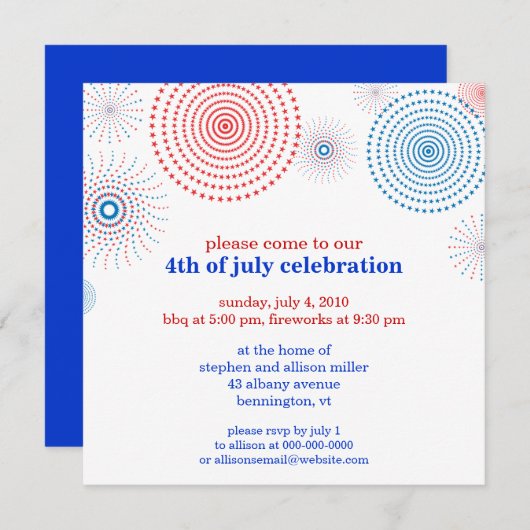 Invitation Feux d'artifice sur la quatrième partie (Devant / Derrière)