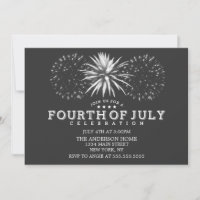 Feux d'artifice vintage gris charbon 4 juillet Fêt