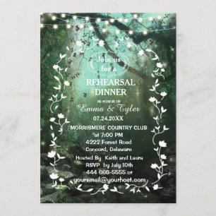 Invitation Feux de forêt enchantés Dîner de répétition rustiq