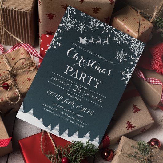 Invitation Feux de neige avec Noël d'entreprise Père Noël