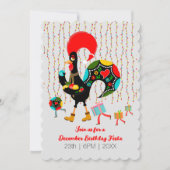Invitation Feux de Noël, baubles, cadeaux et coq (Devant)