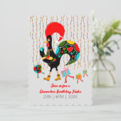 Invitation Feux de Noël, baubles, cadeaux et coq (Debout devant)