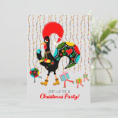 Invitation Feux de Noël, baubles, cadeaux et coq (Debout devant)