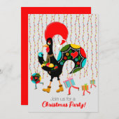 Invitation Feux de Noël, baubles, cadeaux et coq (Devant / Derrière)