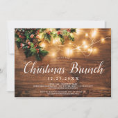 Invitation Feux de Noël brun de bois rustique (Devant)