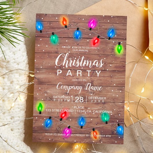 Invitation Feux de Noël brun entreprise de bois