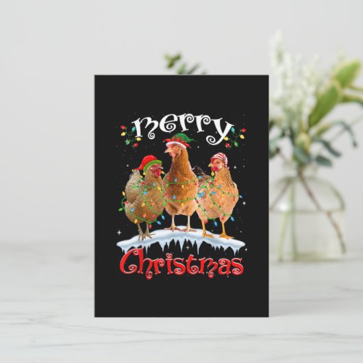 Invitation Feux de Noël de poulet Joyeux Noël Poulet (Debout devant)