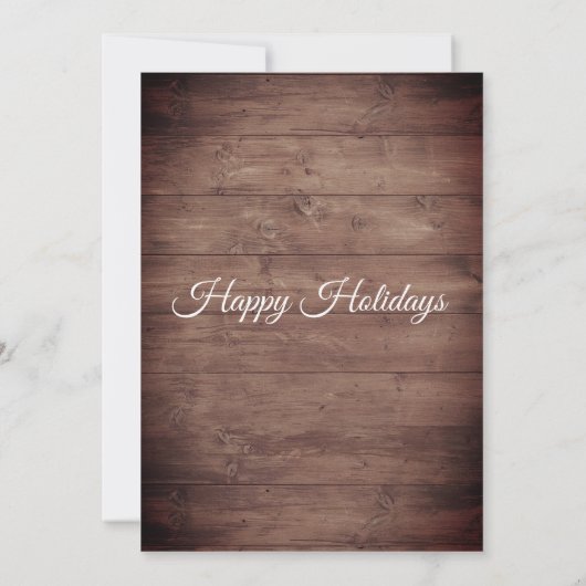 Invitation Feux de Noël en bois rustique (Dos)