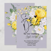 Invitation Feux rustiques Jaune enregistrer la date (Devant / Derrière)