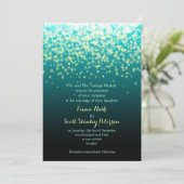 Invitation Feux scintillants bleu turquoise et mariage aqua (Debout devant)