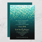 Invitation Feux scintillants bleu turquoise et mariage aqua (Devant / Derrière)