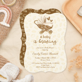 Invitation Fèves de café rustiques Un bébé brasse du Baby sho
