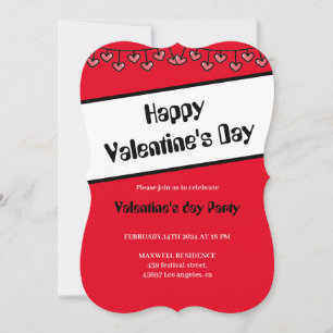 Invitation février 14 coeurs heureux valentines jour