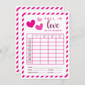Invitation Février Bunco Fall In Love double face scorecard (Devant / Derrière)