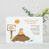 Invitation Février Jour de la marmotte Anniversaire Fête Invi (Debout devant)