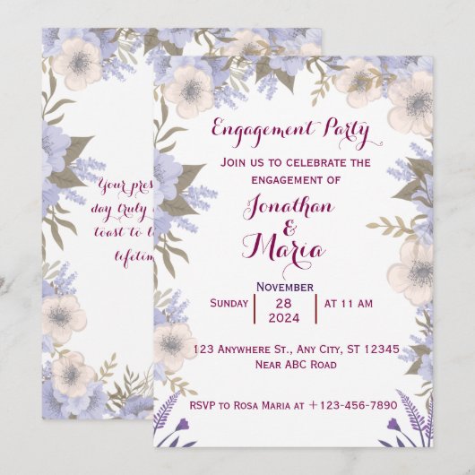 Invitation Fiançailles (Devant / Derrière)