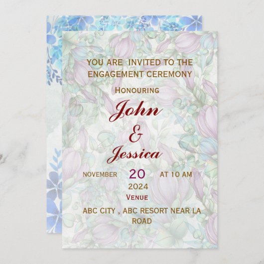 Invitation Fiançailles (Devant / Derrière)