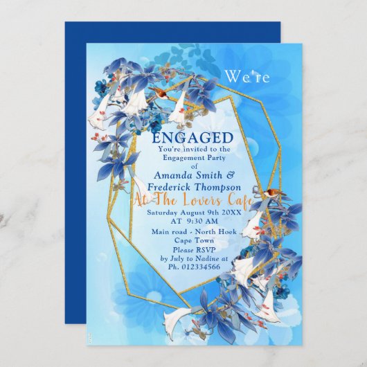 Invitation Fiançailles à fleurs de lune (Devant / Derrière)