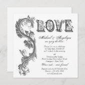 Invitation fiançailles à tourbillon blanc gris mariage (Devant / Derrière)