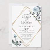 Invitation FIANÇAILLES | Aquarelle bleu foncé