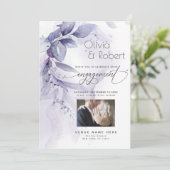 Invitation Fiançailles | Aquarelle Dusty Plum Violet Foliet (Debout devant)