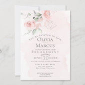 Invitation FIANÇAILLES | Aquarelle Fleurs Roses Bleues (Devant)