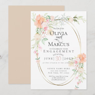 Invitation FIANÇAILLES Aquarelle Pastel Fleurs de Printemps