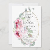 Invitation FIANÇAILLES | Aquarelle Pink Popptus Eucalyptus (Devant)