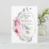 Invitation FIANÇAILLES | Aquarelle Pink Popptus Eucalyptus (Debout devant)