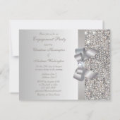 Invitation Fiançailles argenté imprimé de paillettes, d'arc (Dos)