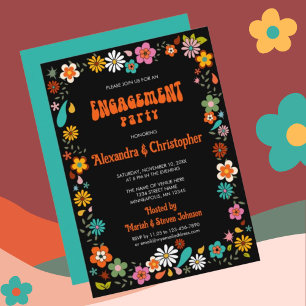 Invitation fiançailles arrière - plan noir Funky inspiré des 